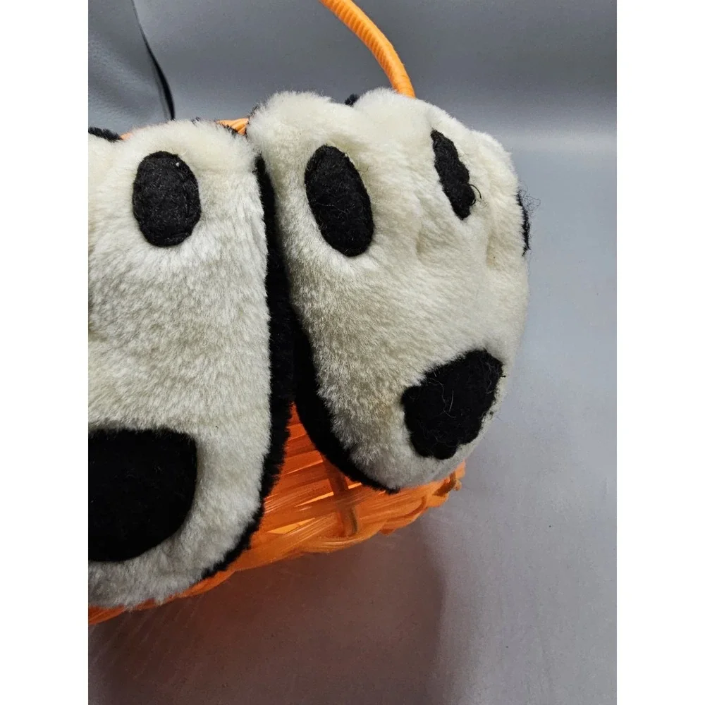 Vintage Topstone Industries Orange Halloween Candy‎ Basket W/ Black Cat Plush